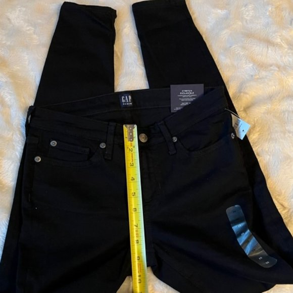 Gap Denim Stretch Mid Rise Super Skinny Black 5-Pocket Jeans Size 26 NWT - Picture 7 of 12